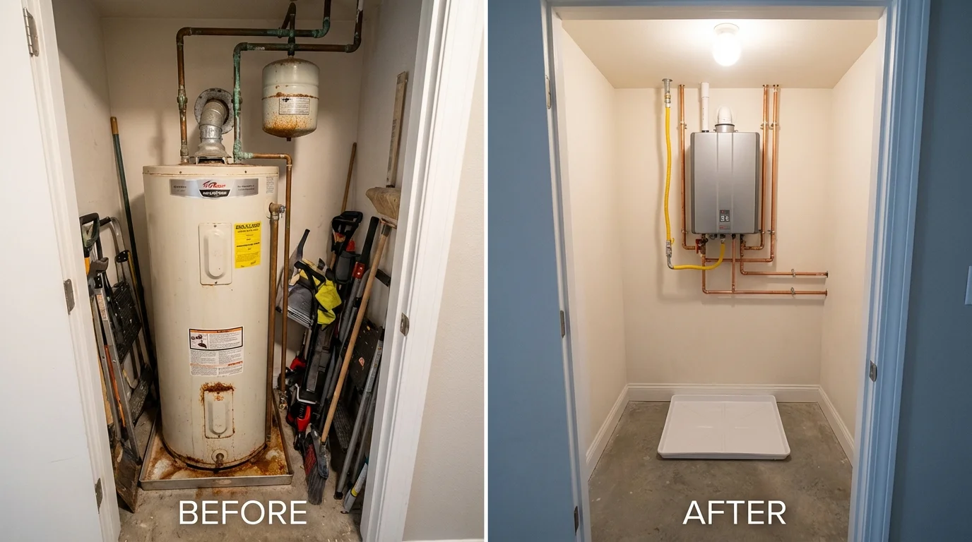 Tank water heater versus wall-mounted tankless unit comparison for Tecumseh, MI homeowners